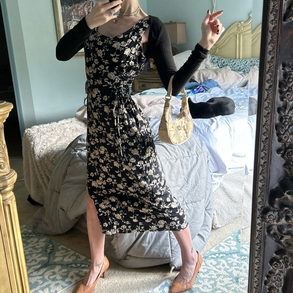 Vintage 90s corset lace up ditsy floral dress - Picture 11 of 15